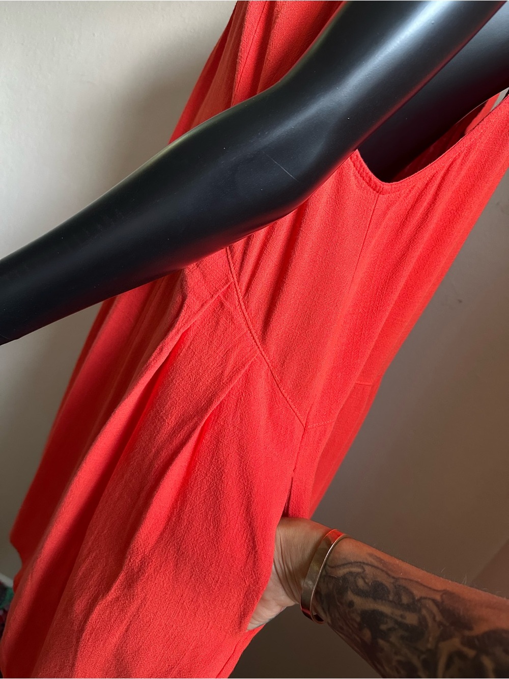 Promesa Coral Orange Flutter Ruffle Sleeve V-Neck Mini Dress with Tie Back - Picture 6 of 11